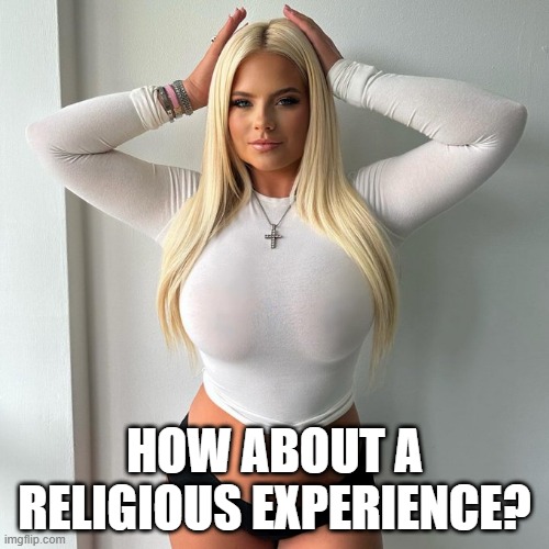 Holy Mama | HOW ABOUT A RELIGIOUS EXPERIENCE? | image tagged in milf | made w/ Imgflip meme maker