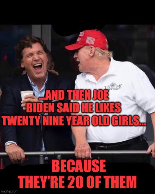 and then they...... | …AND THEN JOE BIDEN SAID HE LIKES TWENTY NINE YEAR OLD GIRLS…; BECAUSE THEY’RE 20 OF THEM | image tagged in and then they,joe biden,donald trump,maga,republicans,pedophiles | made w/ Imgflip meme maker