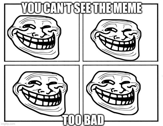 Don't look | YOU CAN'T SEE THE MEME; TO0 BAD | image tagged in rage comic template | made w/ Imgflip meme maker