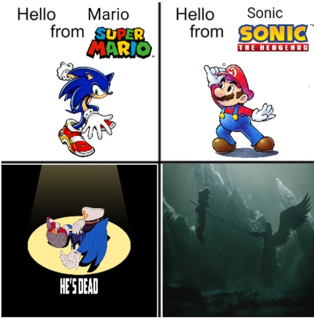 High Quality Hello mario hello sonic Blank Meme Template