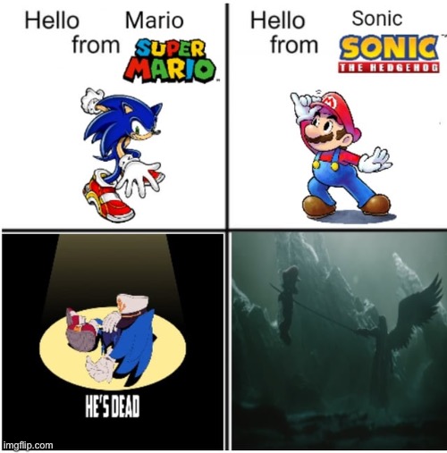 Ded | image tagged in sonic the hedgehog,mario | made w/ Imgflip meme maker