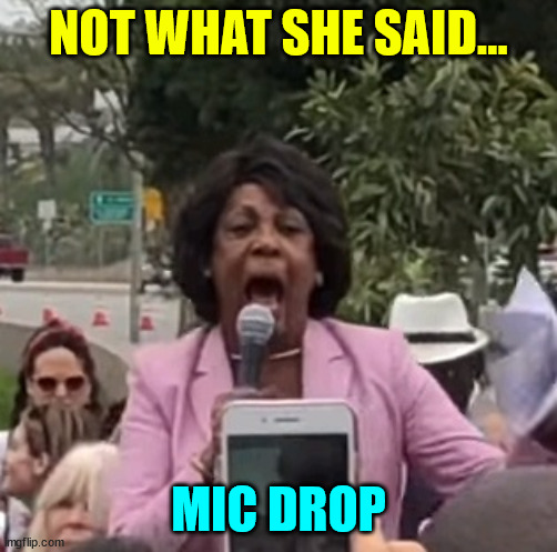 Maxine Waters | NOT WHAT SHE SAID... MIC DROP | image tagged in maxine waters | made w/ Imgflip meme maker