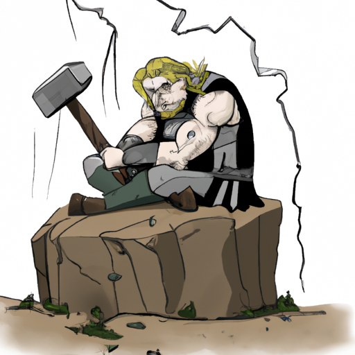 Thor, sitting on a rock depressed as he lost his hammer Blank Meme Template