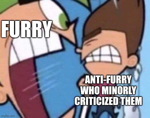 Can You People Take Jokes?? [Mod: I don't recall death threats as jokes] | FURRY; ANTI-FURRY WHO MINORLY CRITICIZED THEM | image tagged in cosmo yelling at timmy | made w/ Imgflip meme maker