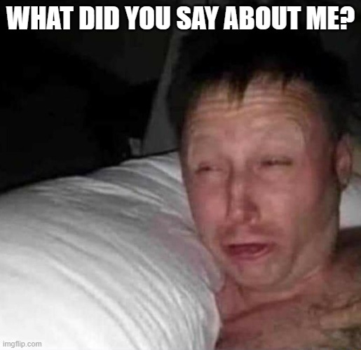 WHAT DID YOU SAY ABOUT ME? | image tagged in sleepy guy | made w/ Imgflip meme maker