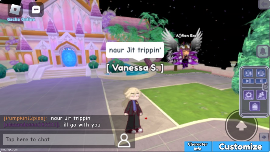 I was just in gacha online as movie Vanessa and I see this- ? | image tagged in bro what the freak | made w/ Imgflip meme maker