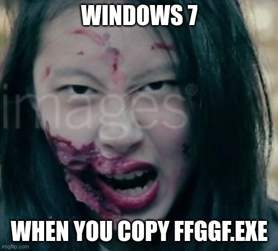 huhb | WINDOWS 7; WHEN YOU COPY FFGGF.EXE | image tagged in inhaling seagull | made w/ Imgflip meme maker