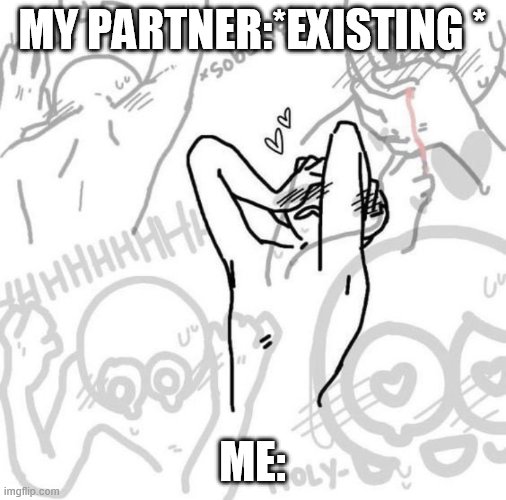 Really flustered person | MY PARTNER:*EXISTING *; ME: | image tagged in really flustered person | made w/ Imgflip meme maker