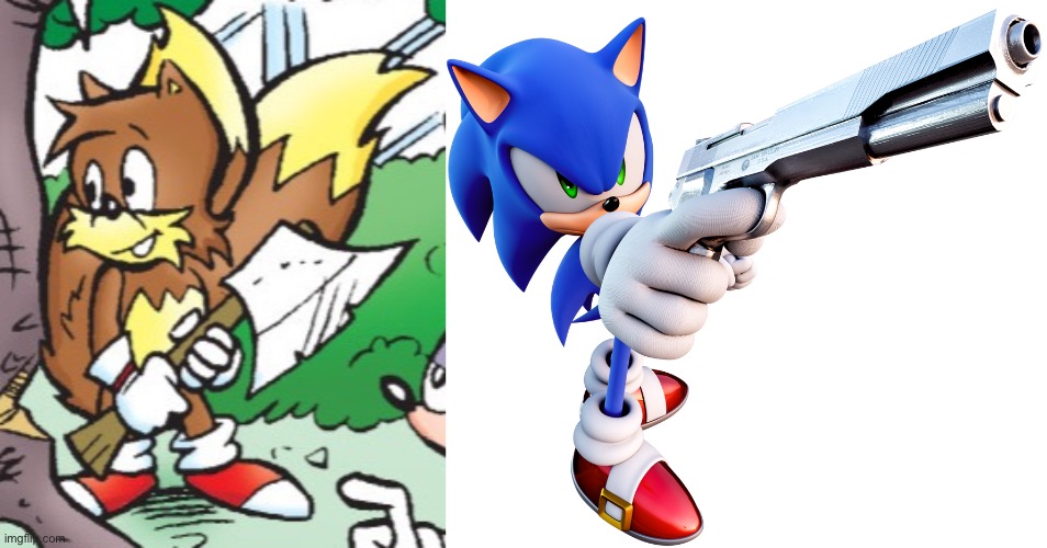 image tagged in sonic with a gun | made w/ Imgflip meme maker