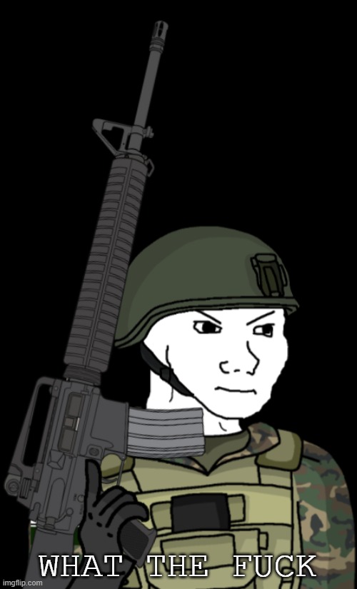 Wojak Eroican Soldier (Jack Davis) Prepared(Ver. III) | WHAT THE FUCK | image tagged in wojak eroican soldier jack davis prepared ver iii | made w/ Imgflip meme maker