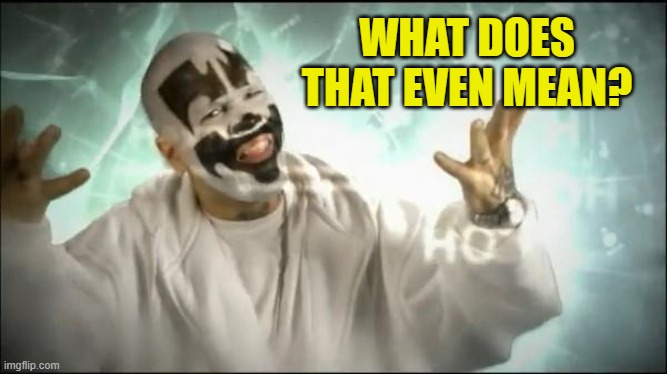 Insane Clown Posse | WHAT DOES THAT EVEN MEAN? | image tagged in insane clown posse | made w/ Imgflip meme maker