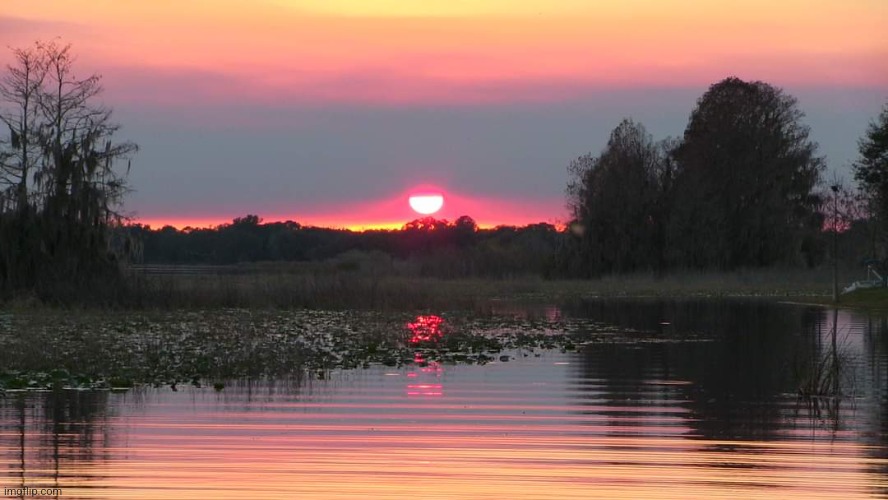 Setting sun on lake | image tagged in sunset,lake,beautiful nature,awesome,photography | made w/ Imgflip meme maker