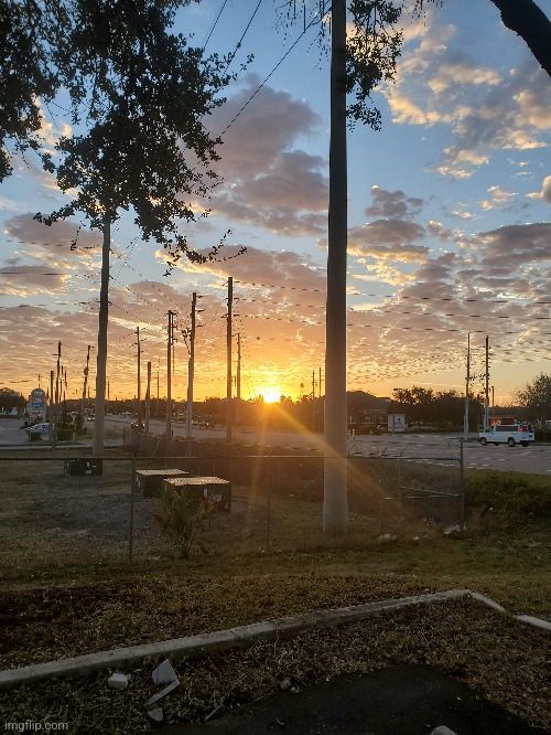 Sunrise outside of my workplace | image tagged in sunrise,florida,morning,beautiful nature,awesome,photo | made w/ Imgflip meme maker