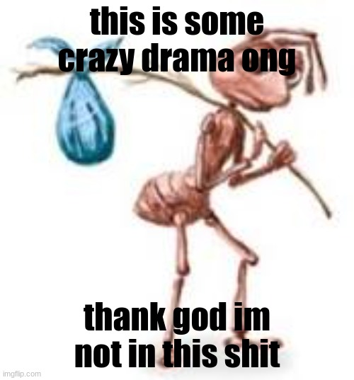 Sad ant with bindle | this is some crazy drama ong; thank god im not in this shit | image tagged in sad ant with bindle | made w/ Imgflip meme maker