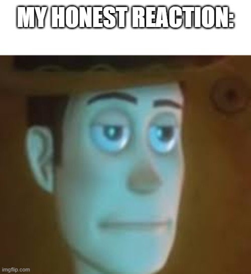 disappointed woody | MY HONEST REACTION: | image tagged in disappointed woody | made w/ Imgflip meme maker