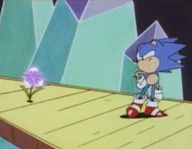 High Quality Suspicious sonic looking at flower Blank Meme Template