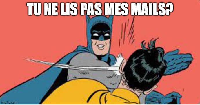 email gifle | TU NE LIS PAS MES MAILS? | image tagged in batman gifle | made w/ Imgflip meme maker