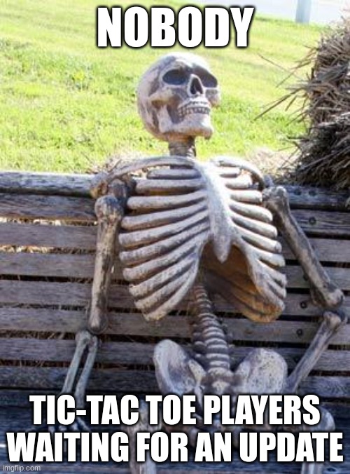 ? | NOBODY; TIC-TAC TOE PLAYERS WAITING FOR AN UPDATE | image tagged in memes,waiting skeleton | made w/ Imgflip meme maker