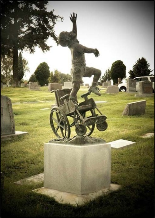 I Always Thought That Little Sod Could Walk ! | image tagged in gravestone,wheelchair,walking,dark humour | made w/ Imgflip meme maker