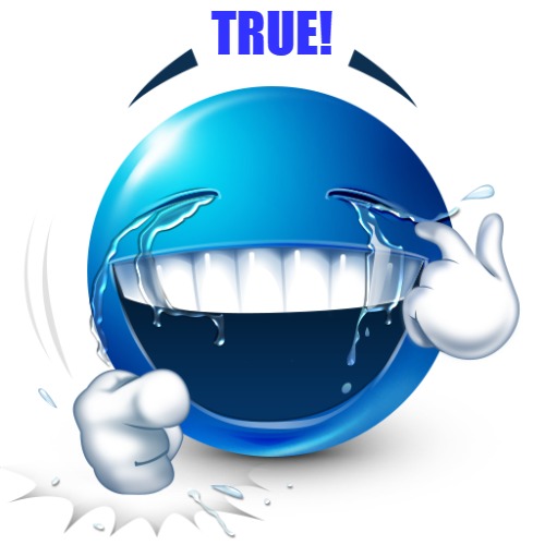 laughing blue emoji | TRUE! | image tagged in laughing blue emoji | made w/ Imgflip meme maker