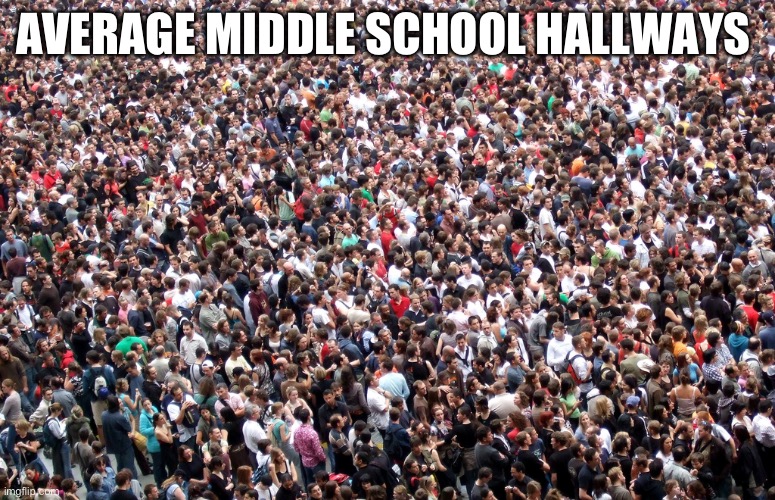 FR | AVERAGE MIDDLE SCHOOL HALLWAYS | image tagged in crowd of people | made w/ Imgflip meme maker