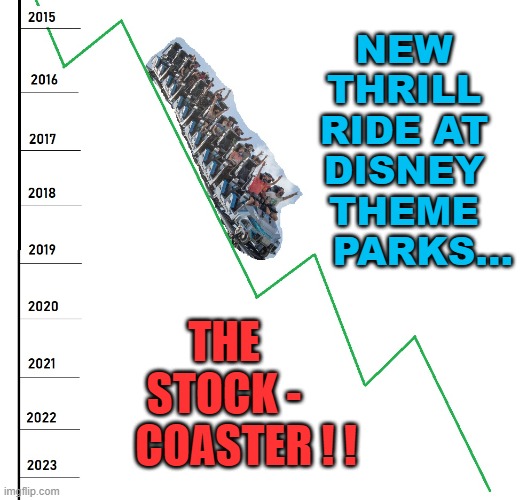 Disney's new thrill ride | NEW
THRILL
RIDE AT
DISNEY
THEME
   PARKS... THE
STOCK -
     COASTER ! ! | image tagged in disney,stock,woke | made w/ Imgflip meme maker