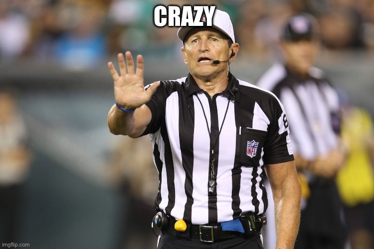 Ed Hochuli Fallacy Referee | CRAZY | image tagged in ed hochuli fallacy referee | made w/ Imgflip meme maker