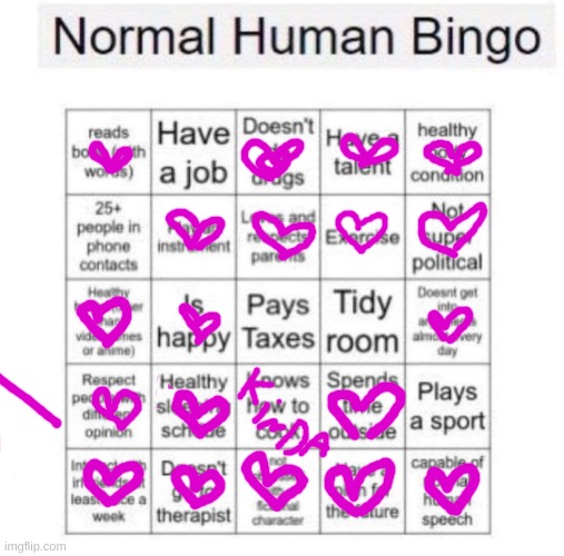 IM MORE NORMAL THAN I THOUGHT OH NO | image tagged in normal human bingo | made w/ Imgflip meme maker