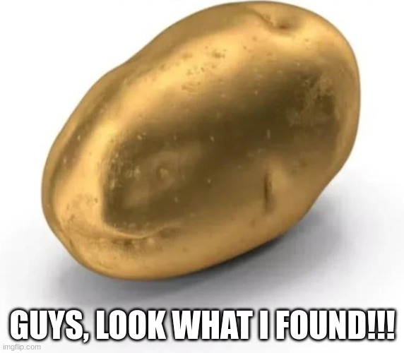 potato of luck | GUYS, LOOK WHAT I FOUND!!! | image tagged in potato of luck | made w/ Imgflip meme maker