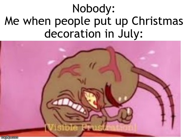 random ah meme | Nobody:
Me when people put up Christmas decoration in July: | made w/ Imgflip meme maker