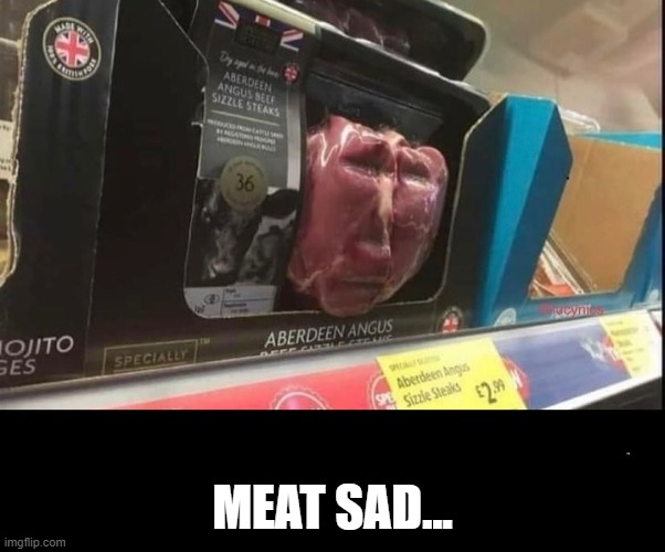 . | MEAT SAD... | image tagged in aldi steak | made w/ Imgflip meme maker