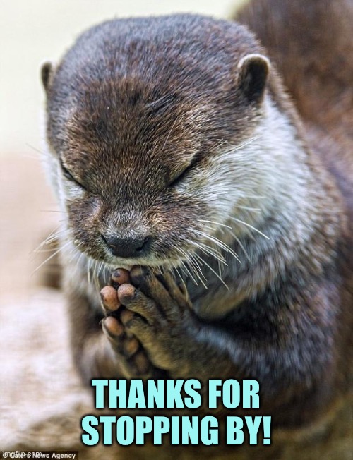 Thank you Lord Otter | THANKS FOR STOPPING BY! | image tagged in thank you lord otter | made w/ Imgflip meme maker