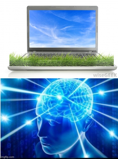 image tagged in computer,galaxy brain 3 brains,touch grass,smort,life hack | made w/ Imgflip meme maker