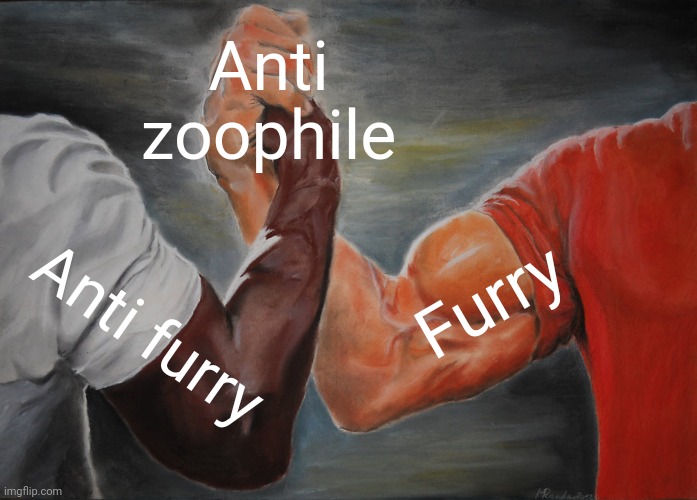 Epic Handshake Meme | Anti zoophile Anti furry Furry | image tagged in memes,epic handshake | made w/ Imgflip meme maker
