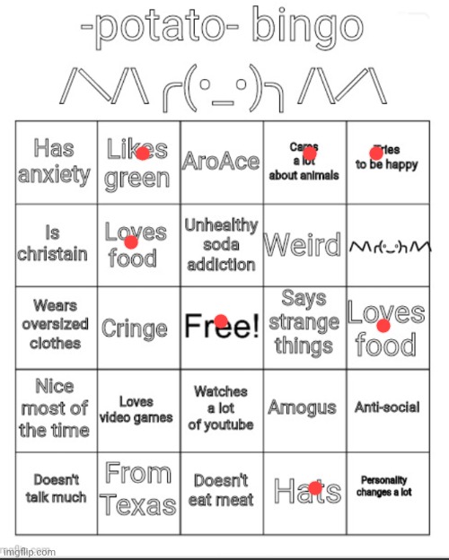 -Potato- bingo | image tagged in -potato- bingo | made w/ Imgflip meme maker