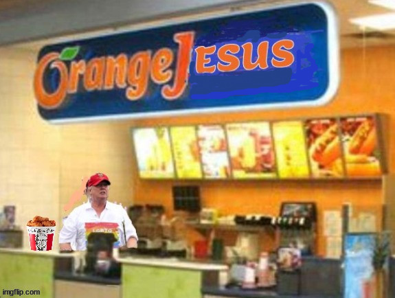 Orange Jesus (Grabbed not Squeezed" | image tagged in oranange jesus,donald trump,maga,orange julius,freash grabbed,sunkist | made w/ Imgflip meme maker