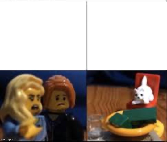 High Quality LEGO women yelling at LEGO cat. Blank Meme Template