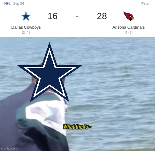 cowboys got it easy this season. they faced mostly bad teams and yet lost to the CARDINALS. cmon cowboys. | image tagged in what the fu- | made w/ Imgflip meme maker