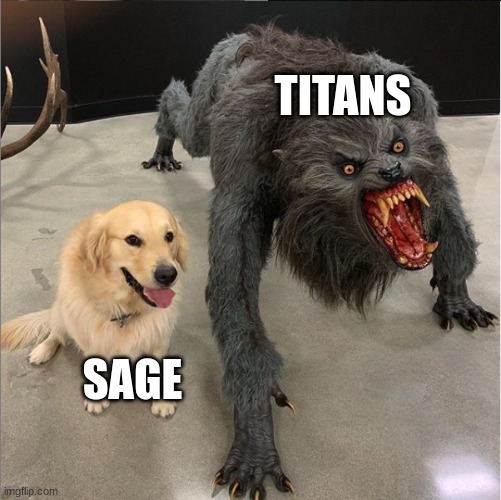 Sonic Frontiers Stats | TITANS; SAGE | image tagged in dog vs werewolf | made w/ Imgflip meme maker