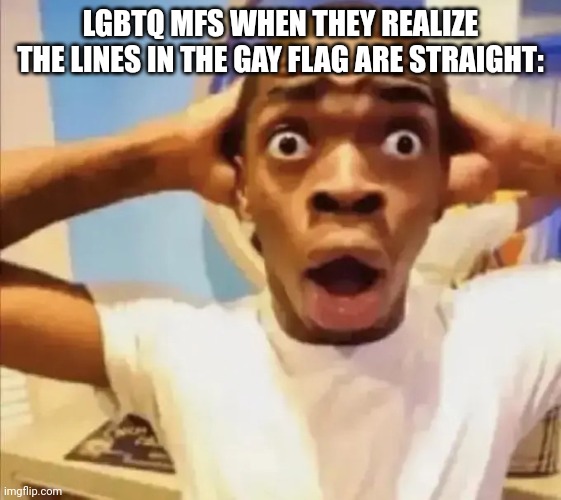 Live reaction | LGBTQ MFS WHEN THEY REALIZE THE LINES IN THE GAY FLAG ARE STRAIGHT: | image tagged in live reaction | made w/ Imgflip meme maker