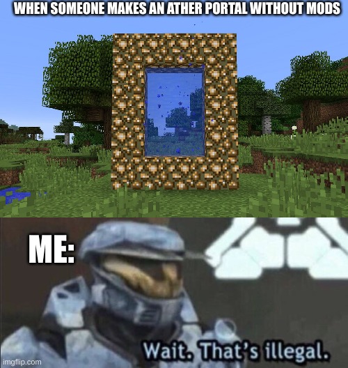 WHEN SOMEONE MAKES AN ATHER PORTAL WITHOUT MODS; ME: | image tagged in wait that s illegal | made w/ Imgflip meme maker