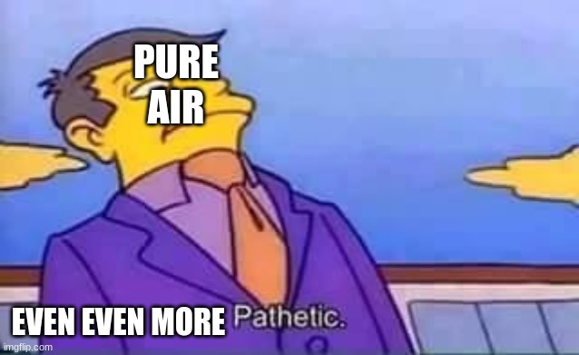 skinner pathetic | PURE AIR EVEN EVEN MORE | image tagged in skinner pathetic | made w/ Imgflip meme maker