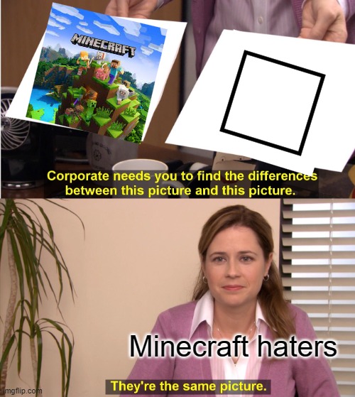 They're The Same Picture Meme | Minecraft haters | image tagged in memes,they're the same picture | made w/ Imgflip meme maker