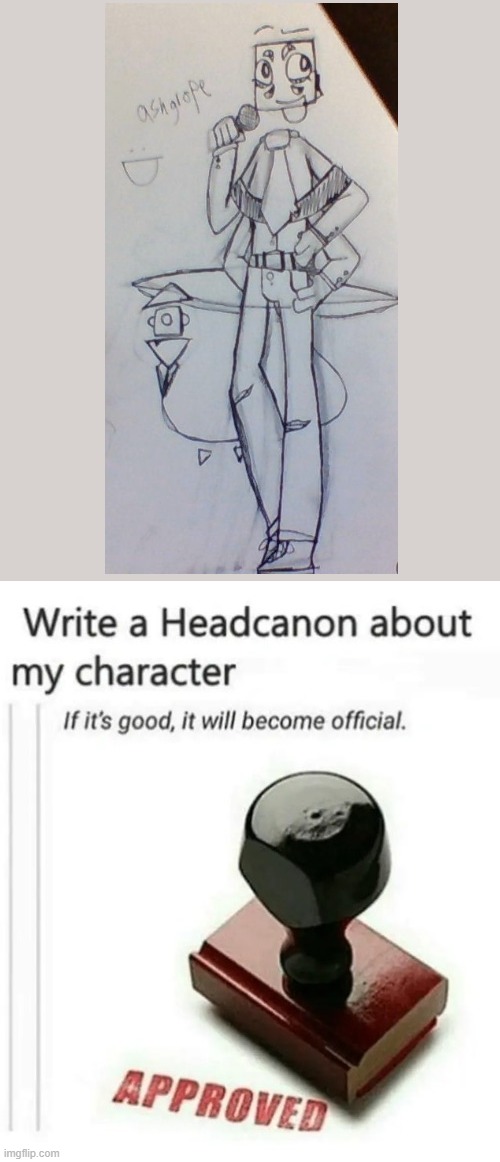 :) | image tagged in write a headcanon about my character,oc | made w/ Imgflip meme maker