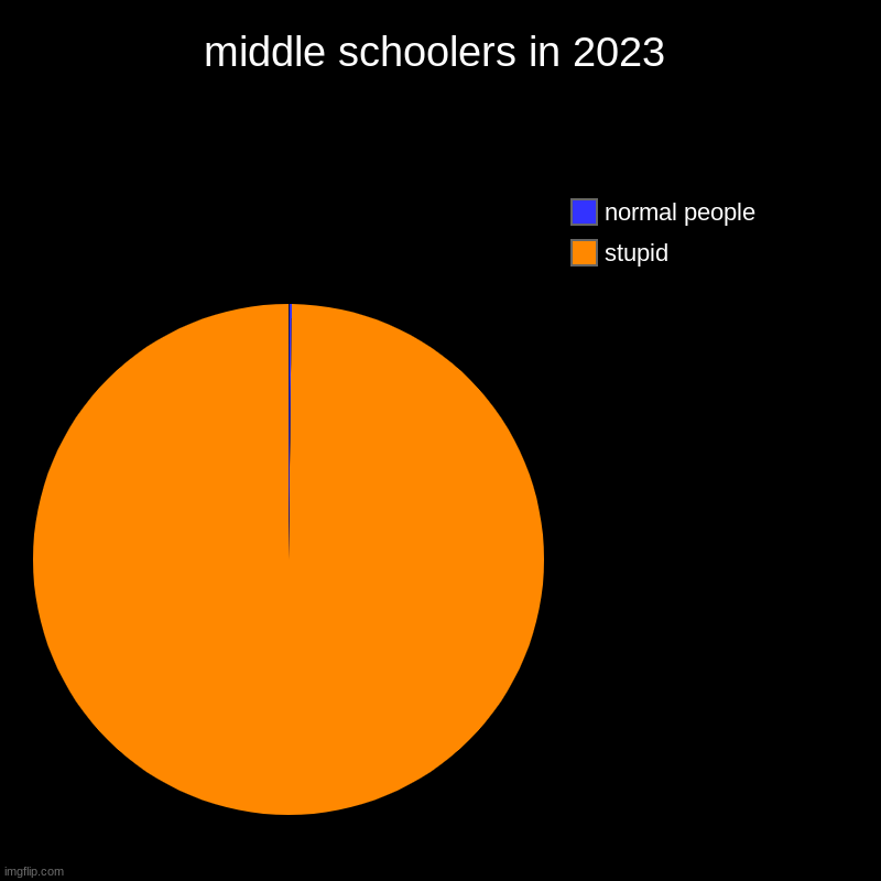 faliures | middle schoolers in 2023 | stupid, normal people | image tagged in charts,pie charts | made w/ Imgflip chart maker