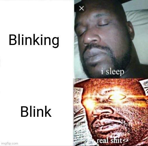 Blink | Blinking; Blink | image tagged in memes,sleeping shaq | made w/ Imgflip meme maker