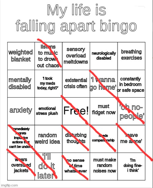 I sold my soul...oh wait, never had one! lmao | image tagged in my life is falling apart bingo | made w/ Imgflip meme maker