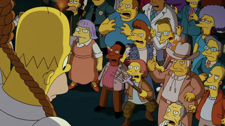 Simpsons angry mob Blank Meme Template