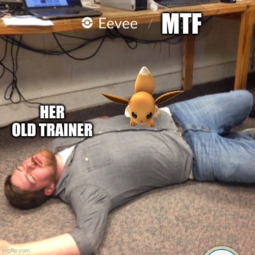 Angry Eevee | MTF; HER OLD TRAINER | image tagged in angry eevee | made w/ Imgflip meme maker