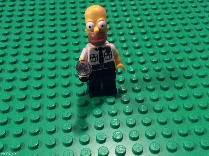 Homer Simpson is now a nightguard in LEGO! | image tagged in homer simpson,lego | made w/ Imgflip meme maker